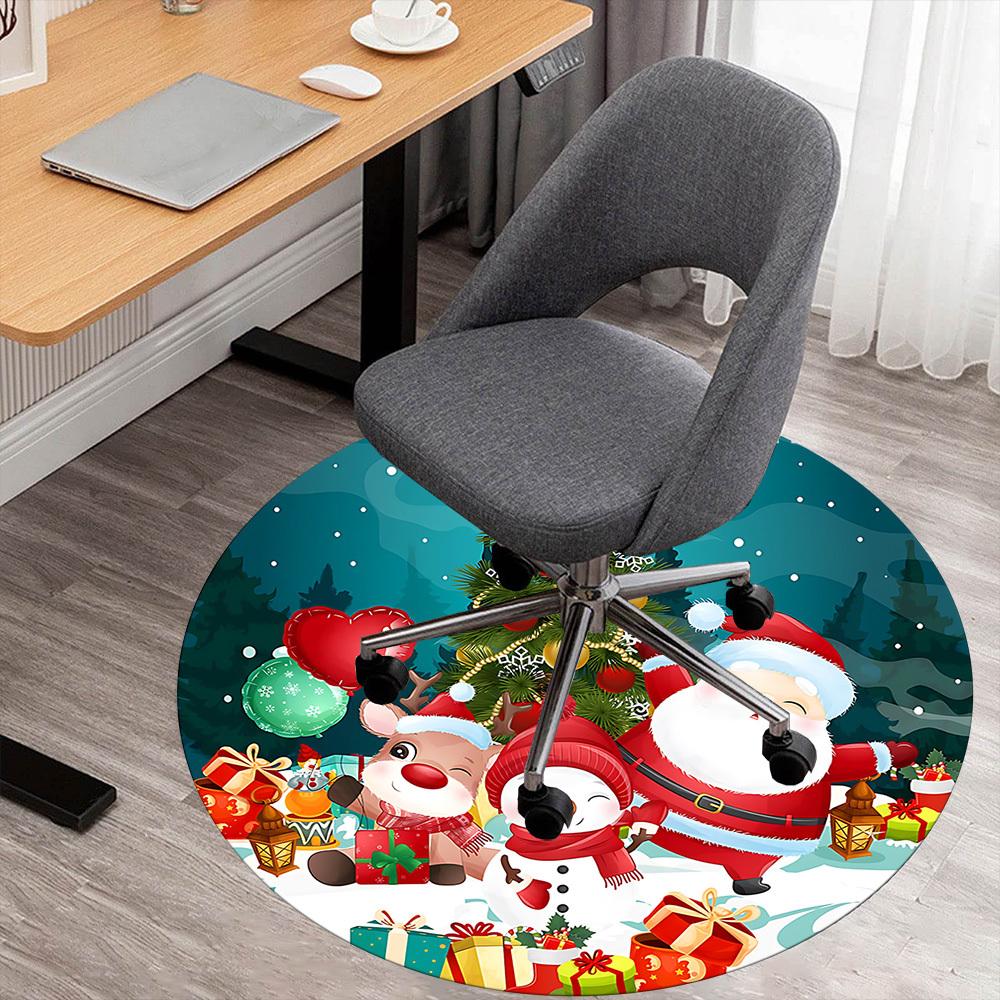 1pc Christmas Santa Claus Round Chair mat Area Rug - Non-Slip, Floor Mat for Office, Bedroom, and Indoor Decor c1125230