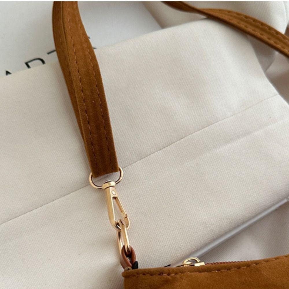Korean Style Tassel Shoulder Bag Solid Color Underarm Packs Cute Suede Handbag Outdoor