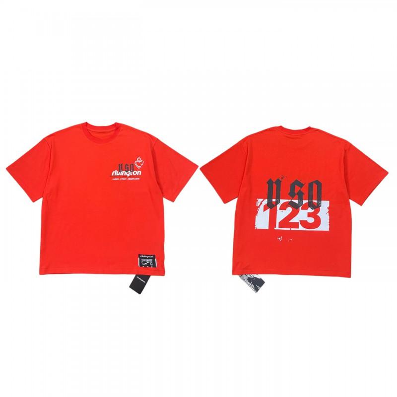 Mens Loose Fit Cotton T-Shirt With Creative Letter Print Casual Short Sleeve Tee Fall
