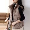 Spring and Autumn Jacket Down Cotton Vest Women's Temperament Stand-up Collar Cotton Jacket Vest Short Waistcoat Down Vest