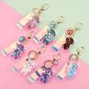 Car Charm Cartoon Backpack Pendant Acrylic Key Fob Liquid Keyring Glitter Bear Quicksand Keyring