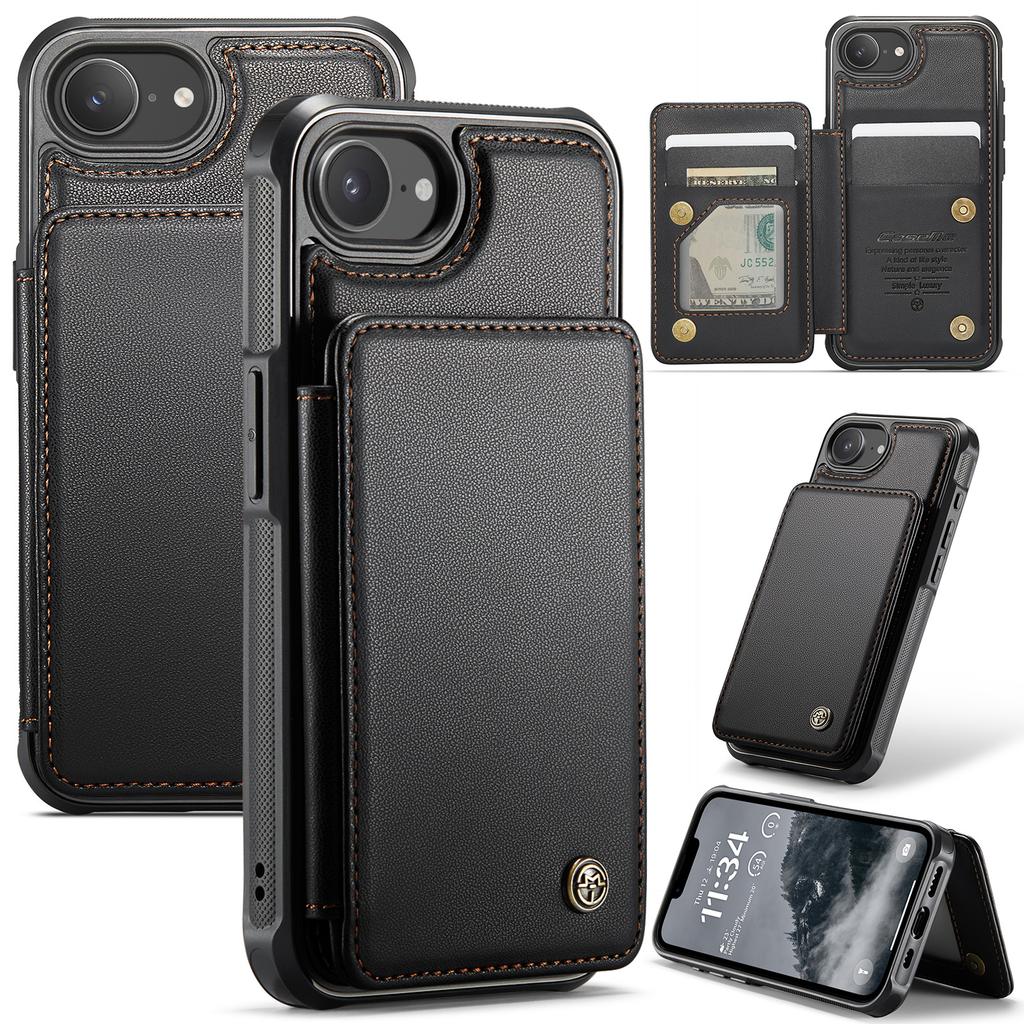 For iPhone 16e Phone Case CASEME C22 Leather Back Cover with RFID Blocking Card Slots