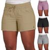 Летние женские шорты с эластичным шнурком и высокой талией, облегающие однотонные карманы длиной выше колена, тонкие