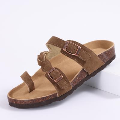 Модные летние женские сандалии Smile на пробковой подошве с поддержкой свода стопы, удобные шлепанцы с двойными регулируемыми пряжками