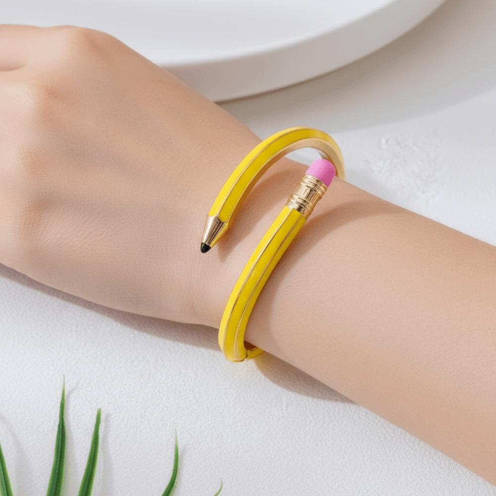 Shiny Glitter Pencil Bangle Trendy Fashion Cuff Bracelet Cute Cross Enamel Bracelet  Daily