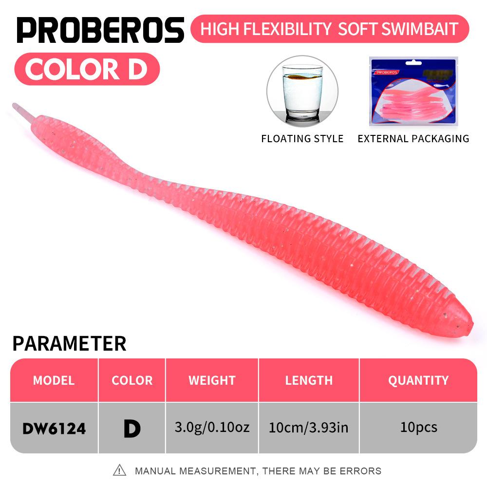 10PC Fishing Soft Bait, Needle Tail Thread Road Bait, Inverted Fishing Bait, Floating Water Soft Insect Biomimetic False Bait