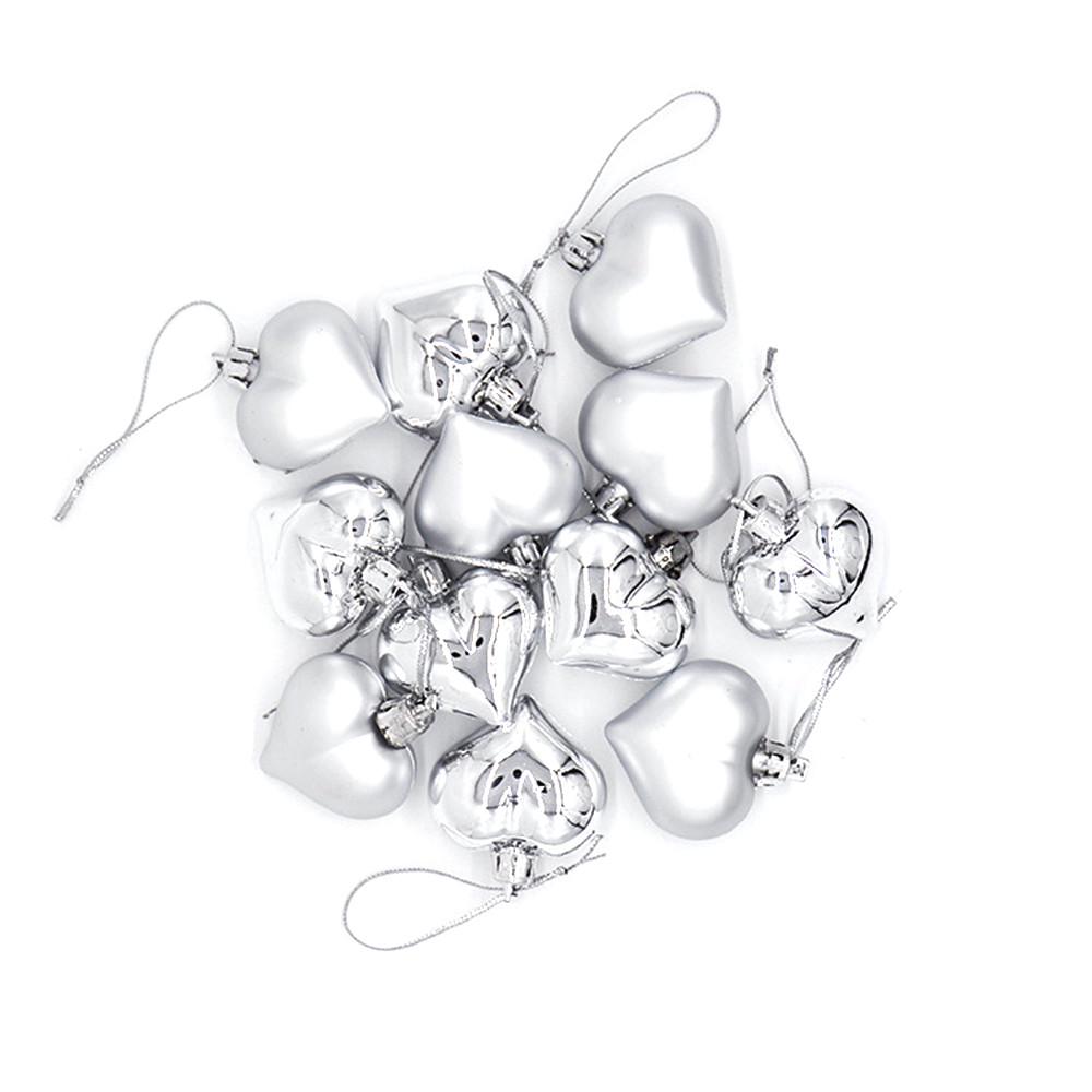 12Pcs Christmas Tree Room Decoration Love Shaped Ball Decoration Props Christmas KTY