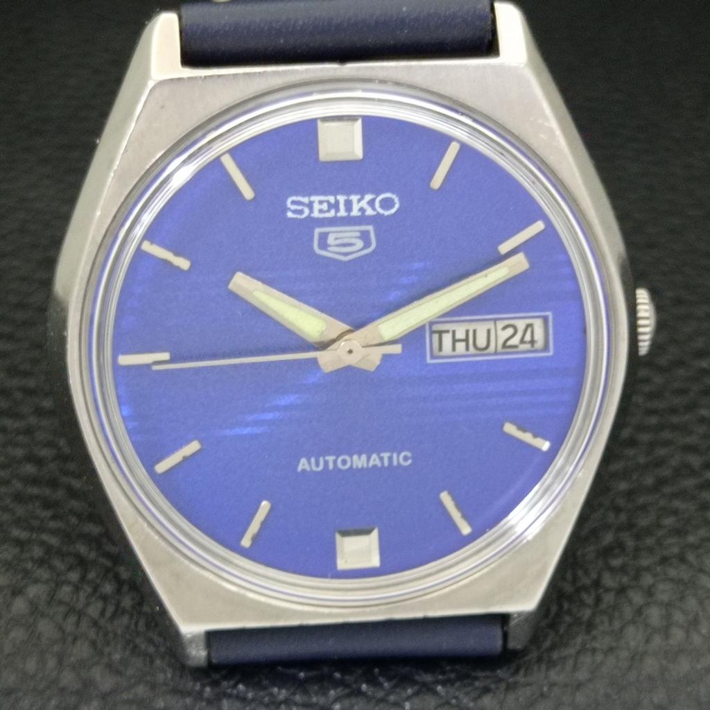 VINTAGE SEIKO 5 AUTOMATIC 6309A JAPAN MENS BLUE COLOR DIAL WATCH A701654-5 R206c-a701654