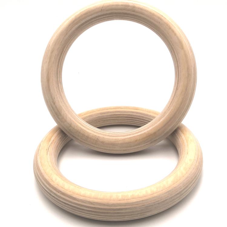 Fitness Wood Gymnastic Rings with Numbered Straps