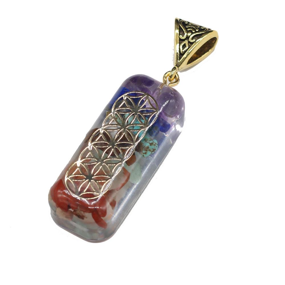 1 шт. натуральный кристалл 7 чакр камень кулон смола прямоугольные подвески для изготовления ювелирных изделий DIY ожерелье аксессуары ремесло повседневная одежда