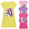 Kids Girls Anime Cartoon K-POP Rumi Zoey Mira Print Pleat Short Sleeve Casual Round Neck Dress