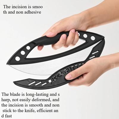 Нож для пиццы из нержавеющей стали с антипригарным покрытием, полукруглый, эргономичный, с ручкой и крышкой, используется для резки тортов и ванильных инструментов