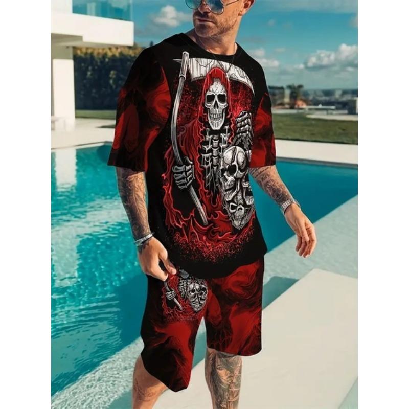 Футболка с коротким рукавом с принтом «Король Лев» 3D, шорты, комплект из 2 предметов, летняя мужская мода, уличная мода, повседневный костюм с коротким рукавом