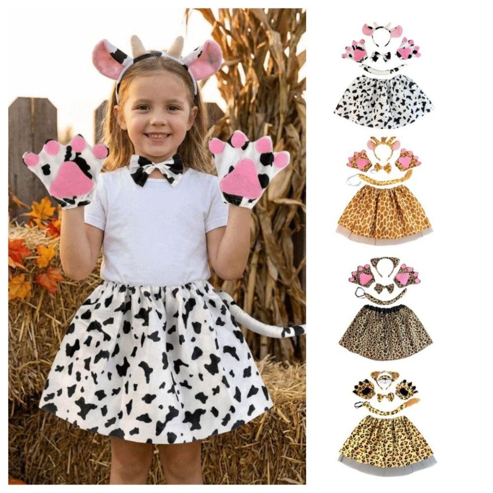 Giraffe Skirt Headband Bow Children Short Dress Themed Carnival Event