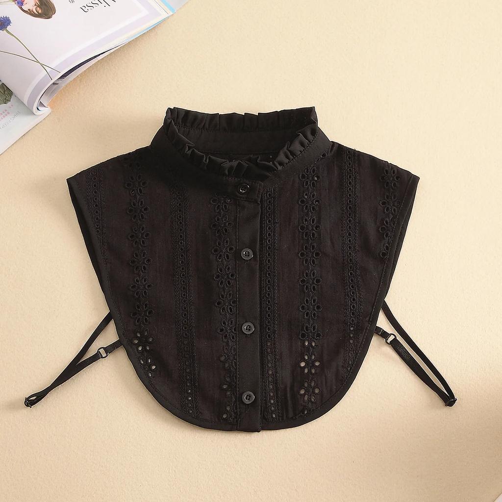 Linbaiway Women Stand Ruffle Lace Chiffon Fake Collar Detachable False Collar Adult Sweater Blouse Top Removable Faux Collar
