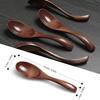 AOOSY 4-Piece 16cm Renge (Split Spoon) Wooden Spoon, Easy to Use, Lightweight, Natural Wood Lacquered Soup Spoon, Curved Handle, Ideal for Garlic, Mis