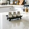 Tea Bag Storage Container Spice Jar Moisture Proof Glass Jars with Witch Hat/Owl Lids Sealed Moisture-proof Seasoning Dry Foods Containers Decorative