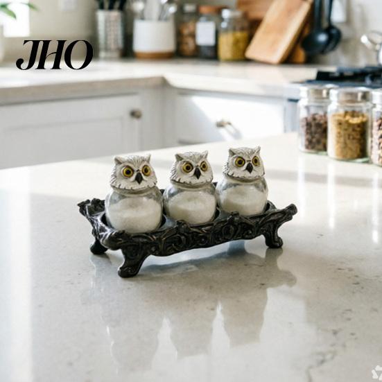 Tea Bag Storage Container Spice Jar Moisture Proof Glass Jars with Witch Hat/Owl Lids Sealed Moisture-proof Seasoning Dry Foods Containers Decorative