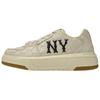 New MLB New York Yankees Anti Slip Wear Resistant Low Top Skateboard Shoes Unisex Ivory 3ASXE015N-50CRS