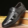 Men'S Leather Sandals In The Elderly Breathable Hole Shoes Non-Slip Hollow Father Shoes Men'S Cool Leather Shoes