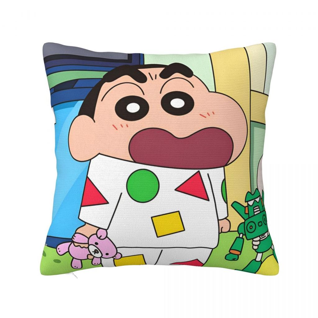 Decorative Pillowcase Crayon Shin-Chans Cartoon Anime Merchandise Seater Pillow Case Cover Square Style Multiple Sizes