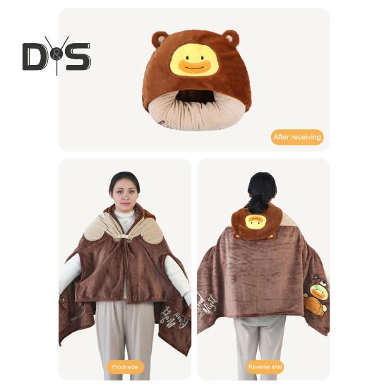 Ворсовый платок, одеяло с капюшоном, ветрозащитное, носимое одеяло, U-образная подушка для хранения, складная, переносная, с капюшоном