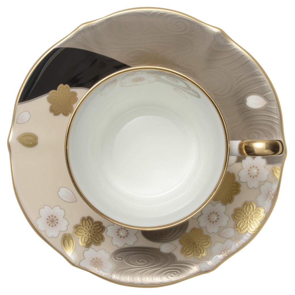 Блюдце для кофейной чашки Noritake 200 куб. см Aya Minamo Sakura, костяной фарфор золотого и серебряного цвета, T52506/4939