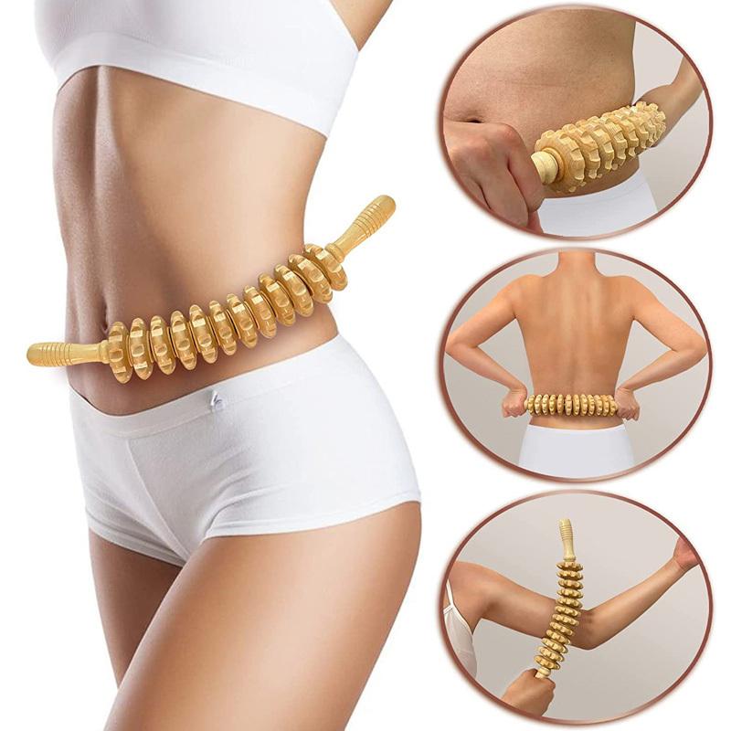Wooden Massager Handheld Roller Stick Trigger Point Manual Massage Tools Body Muscle Pain Relief