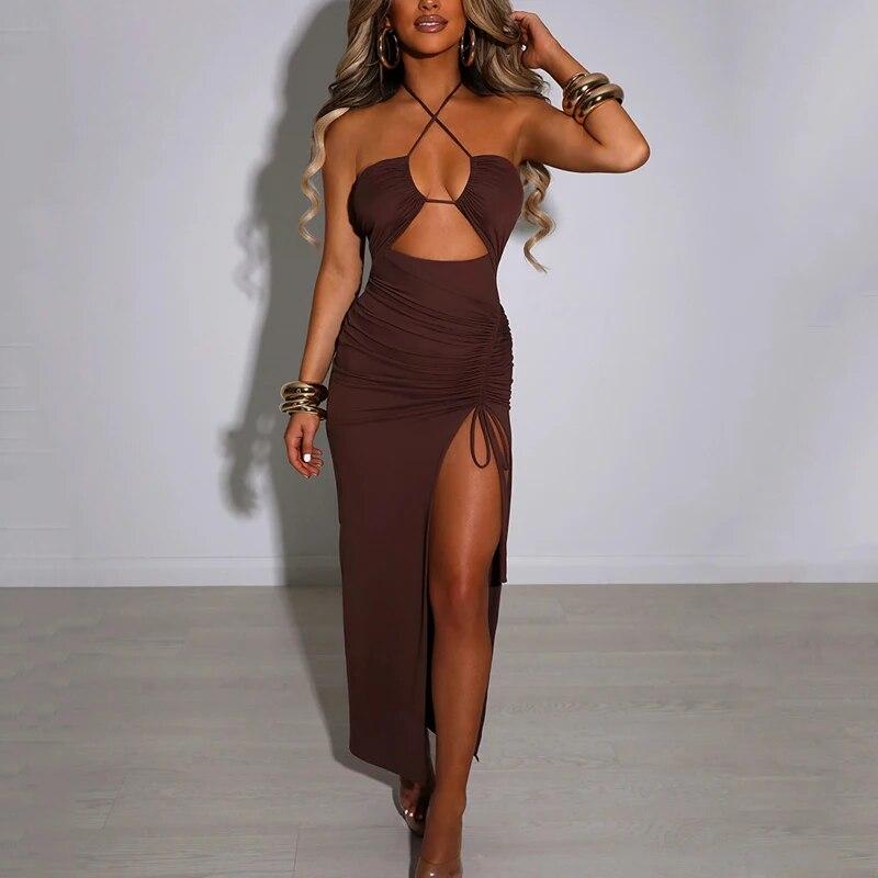 2022 Sleeveless Sexy Female Midi Backless Dresses Night Club Party Y2k Womens Dress Bodycon Vestidos Elegantes Para Mujer 20994