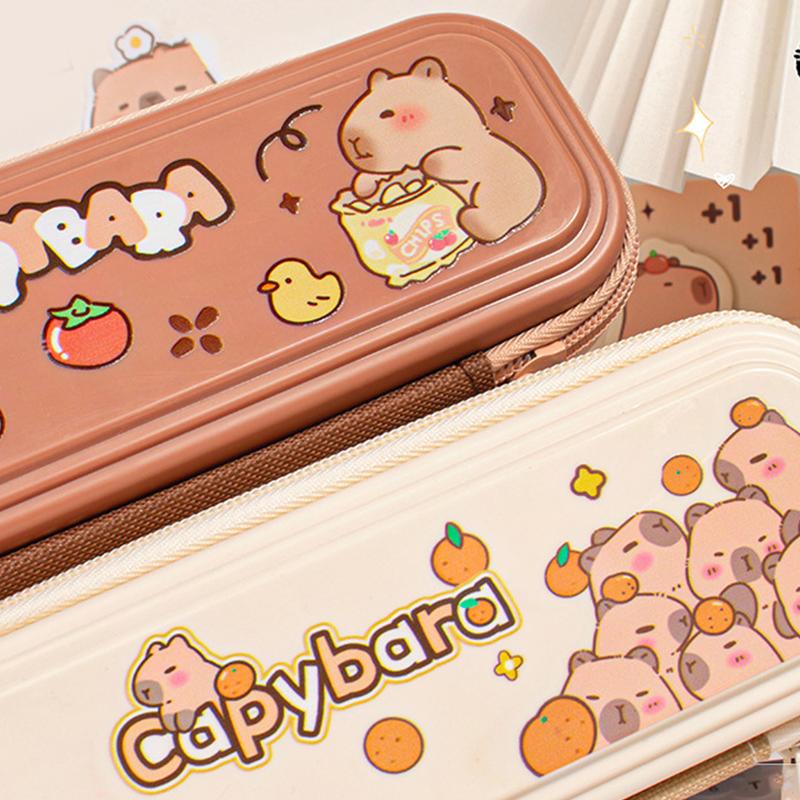 Cute Cartoon Capybara Pencil Case Large Capacity Dirt-Resistant Portable Pencil Bag Aesthetic Stationery Office School Supplies