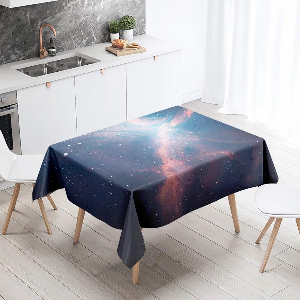 Starry Universe Tablecloth Cumulus Antifouling Waterproof Rectangular Kitchen Dining Table Home Decoration