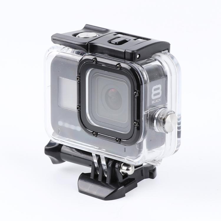Водонепроницаемый защитный бокс 45 м для GoPro HERO8 Black с пряжкой, базовым креплением и винтом (прозрачный)
