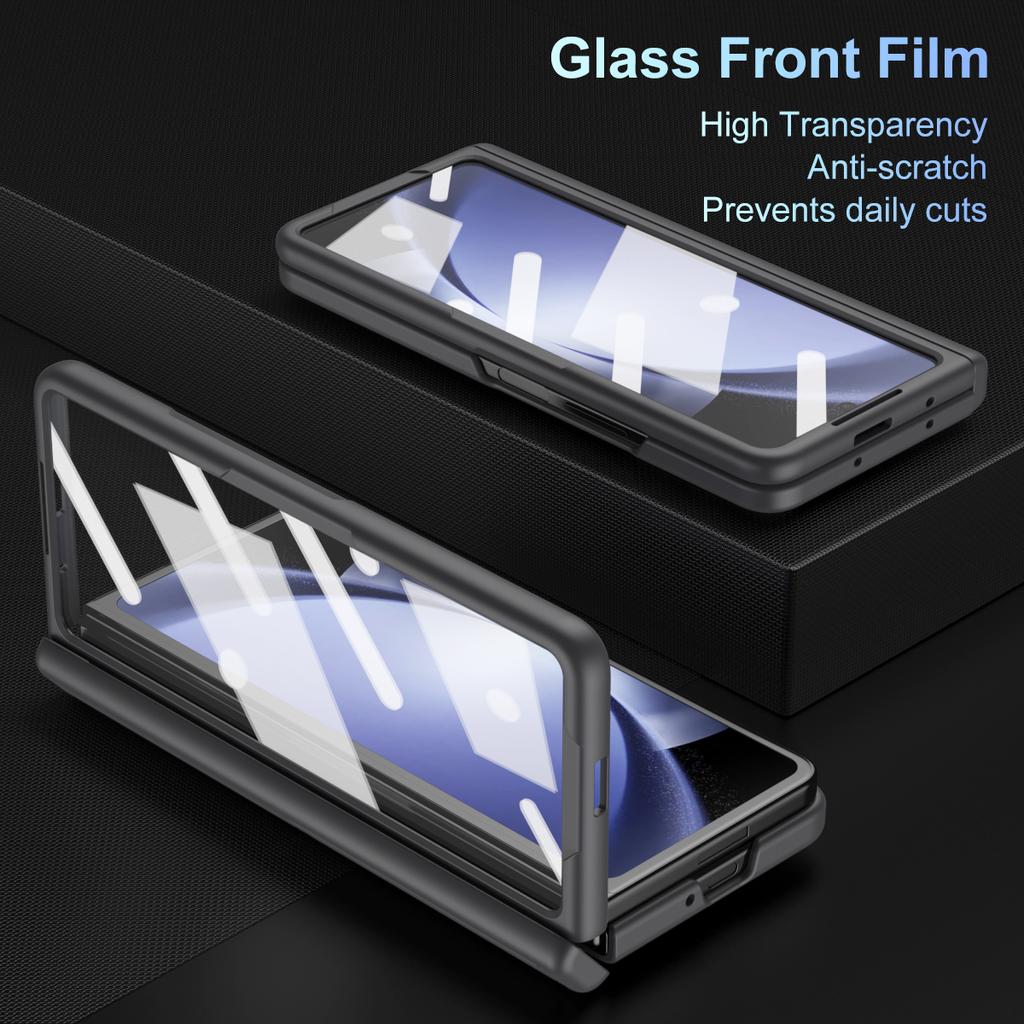 For Samsung Galaxy Z Fold5 5G Full Guard Case Hard PC Kickstand Phone Cover with Glass Film,Stylus