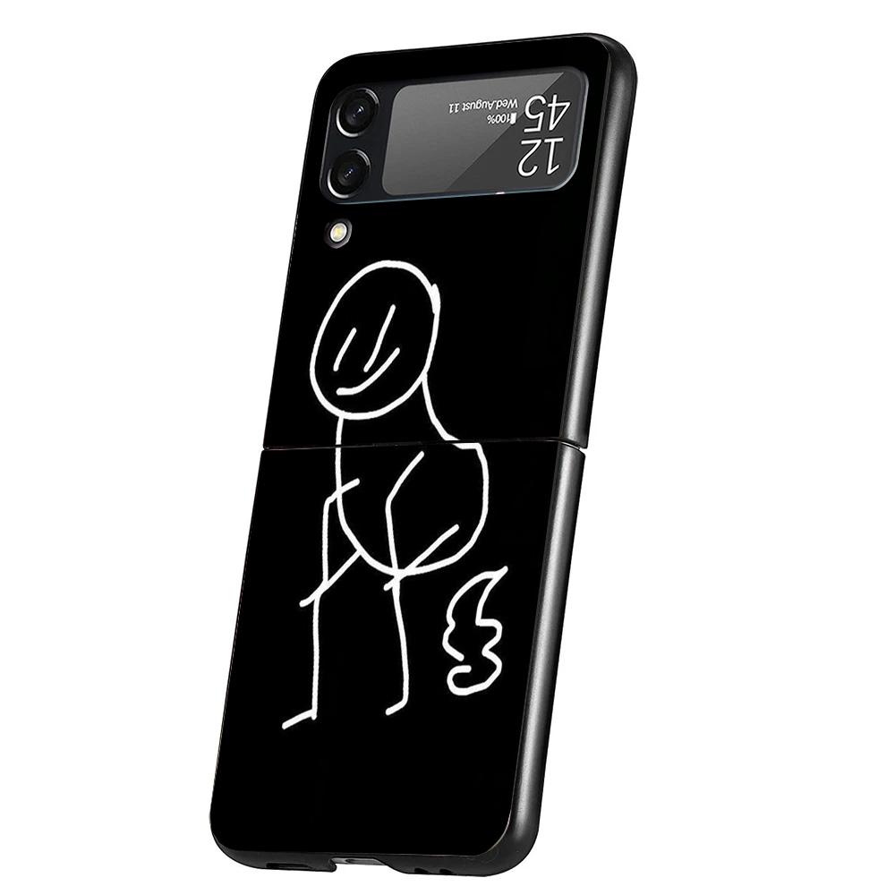 Cartoon Stickman Matchman Cover Phone Case For Samsung Galaxy Z Flip 7 6 5 4 3 5G Flip7 Flip6 Flip5 Flip4 Flip3 Black Fundas She