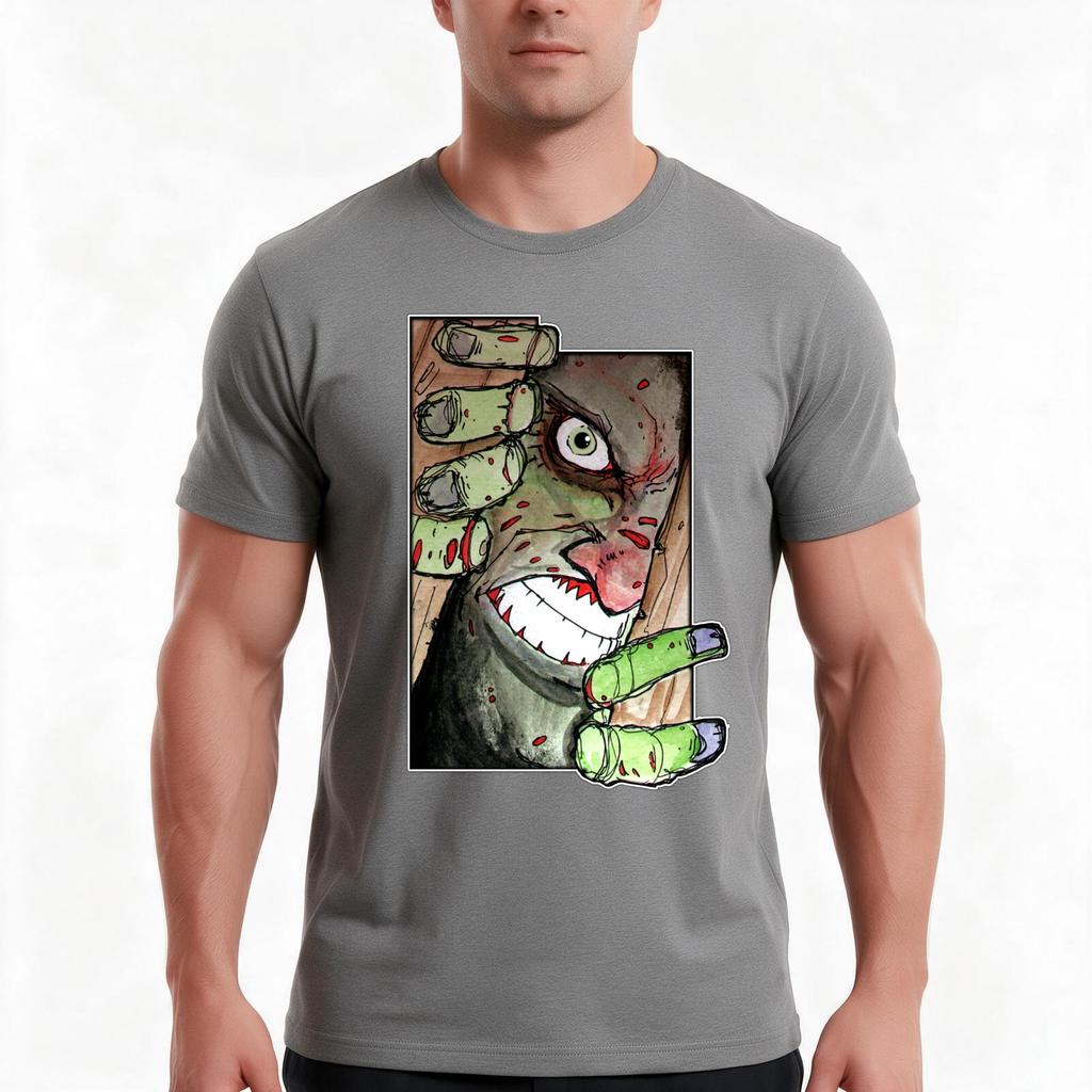 Zombie Breaking In Geometric Remix Tshirt Summer Casual Cotton Tee Oversized Streetwear Tops Vintage Graphic Print