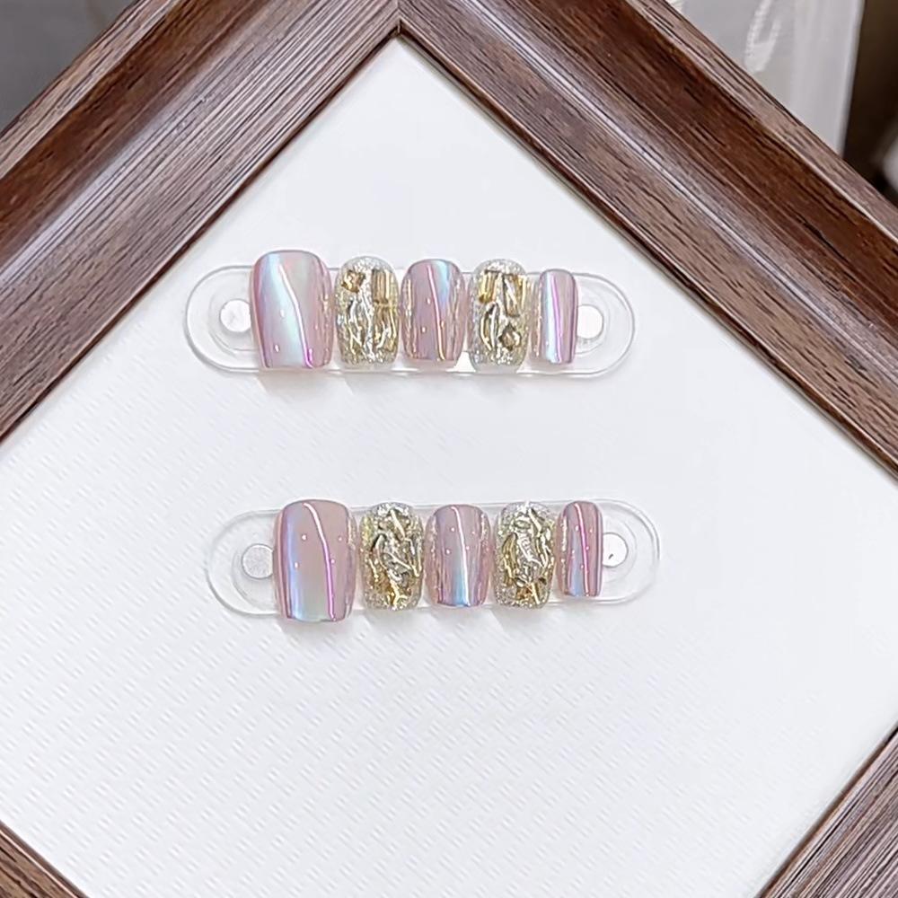 Наручная броня Мэнцяо Гальваническое покрытие Кошачий глаз B Вспышка Шампань Битый бриллиант Нежный отбеливающий маникюрный патч