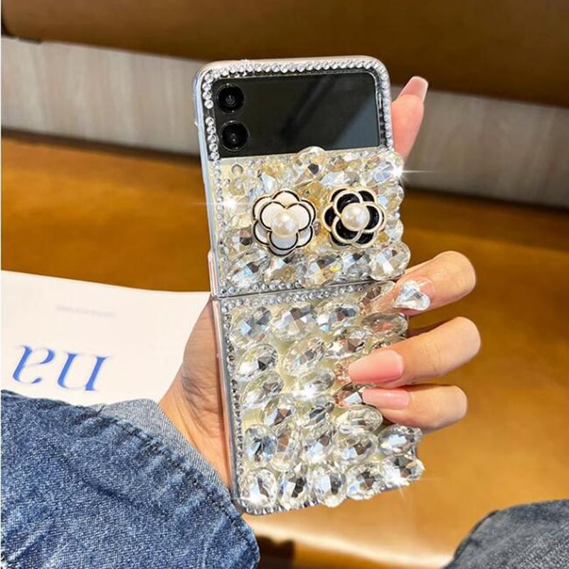 Luxury Bling Rhinestone Case For Samsung Z Flip 5 Z Flip 4 Z Fold 5 4S23 S22 Ultra S21 A14 A24 A34 A54 A13 A23 A33 A53 DIY Diamond Hard PC Back Cover