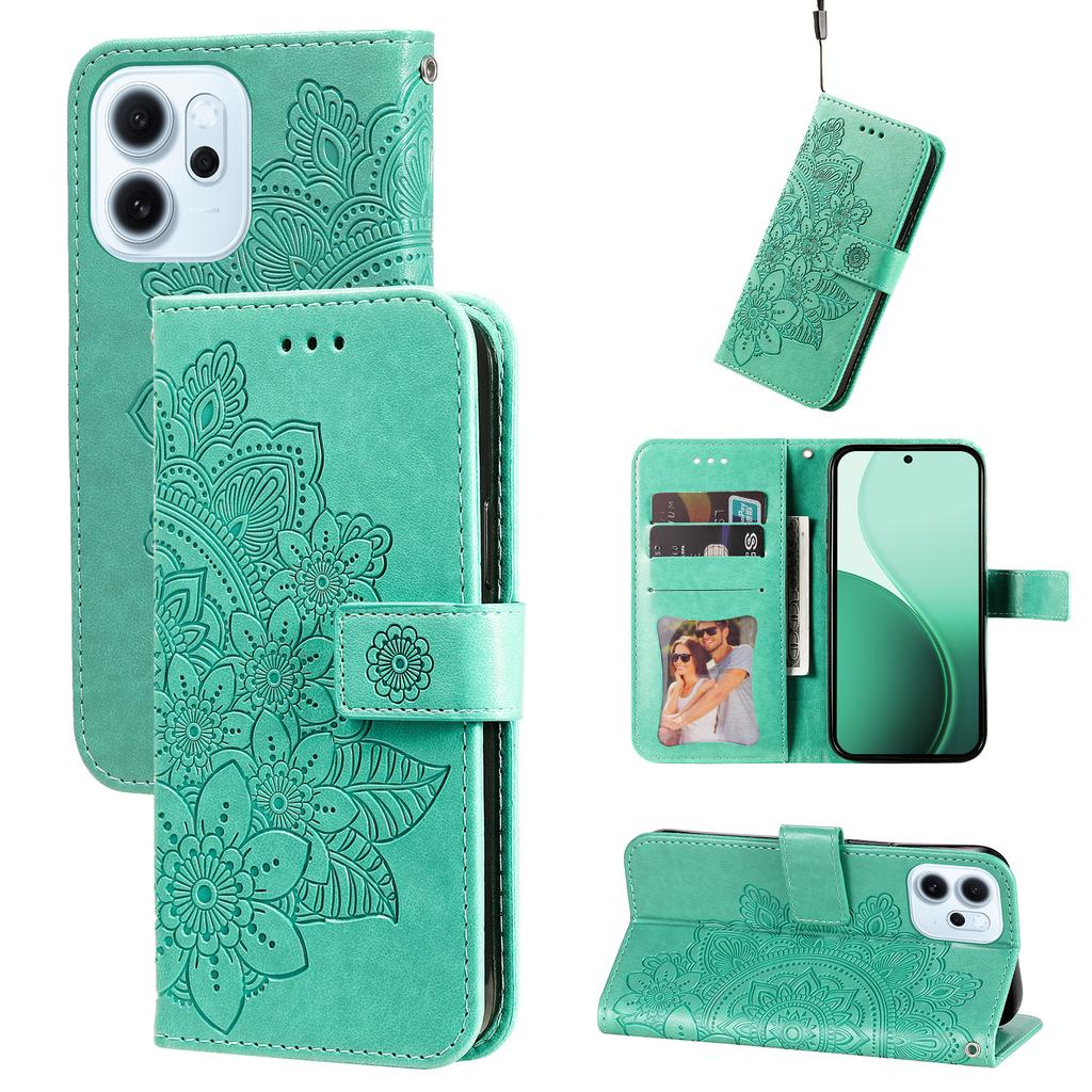 Чехол-кошелек с цветочным узором из ПУ кожи со подставкой для Oppo Reno15 F 5G