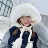 Ветрозащитная плюшевая шапка, вязаная шапка из искусственного меха, модная шапка с кошачьими ушками, для девочки