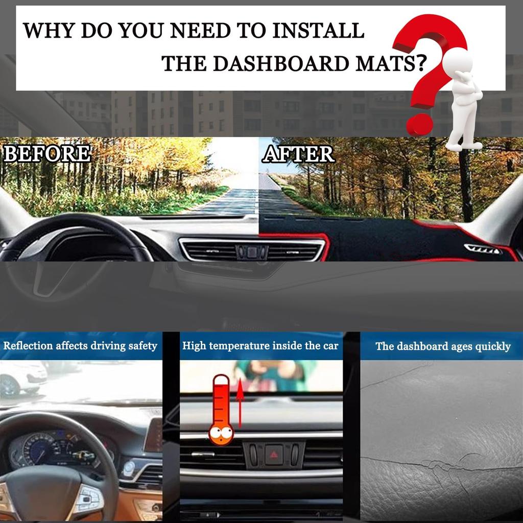 Чехол на приборную панель Коврик на приборную панель Ковер Индивидуальный крой для Honda Civic Купе Седан/Хэтчбек 2016 2017 2018 2019 2020 2021 Аксессуары Противоскользящий Центр