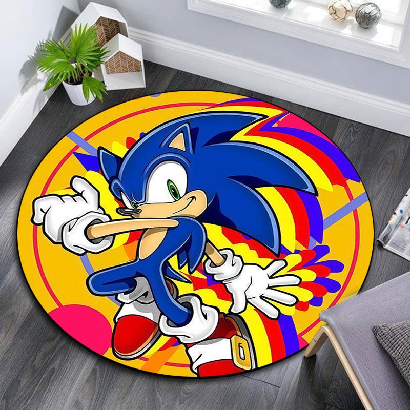 Sonic the Hedgehog2,Round Area Rug,Carpet Rug for Living Room Bedroom Sofa Playroom Decor,Non-slip Floor Mat