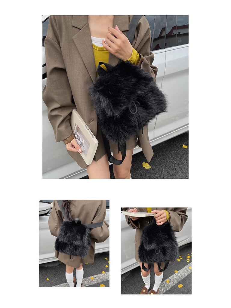 Women's Leopard Print Fluffy Backpack - Large Capacity, New Autumn & Winter Collection