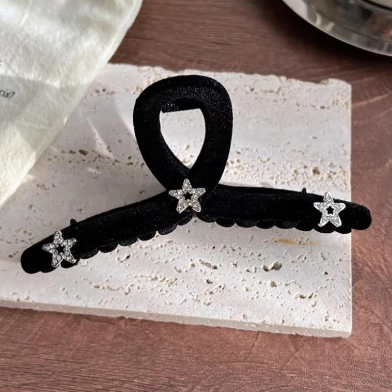 Ретро флокирующая заколка для волос со звездой, женские винтажные большие пластинчатые заколки для волос, заколки в виде акулы, головной убор для женщин, аксессуары для волос