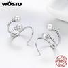 WOSTU New Style 925 Sterling Silver Intertwined Pearl Stud Earrings for Women Original Jewelry