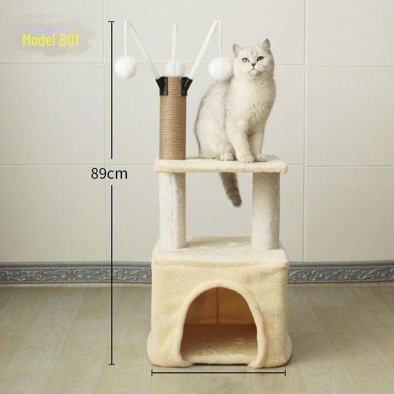 Колонна для восхождения кошек: Универсальная платформа для прыжков и когтеточка Four Seasons с рамкой-гнездом