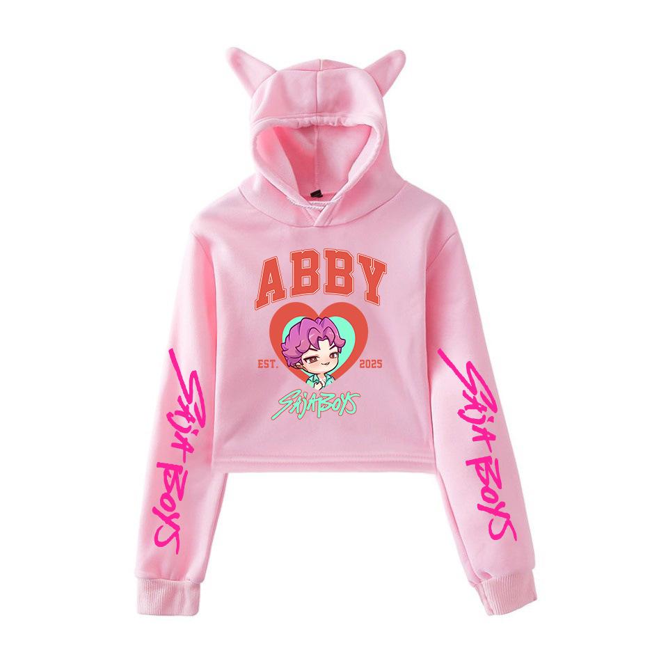 Мода Kpop Охотники на демонов Саджа Бой Кроп-топы Женская толстовка Длинный рукав Модная толстовка для девочек