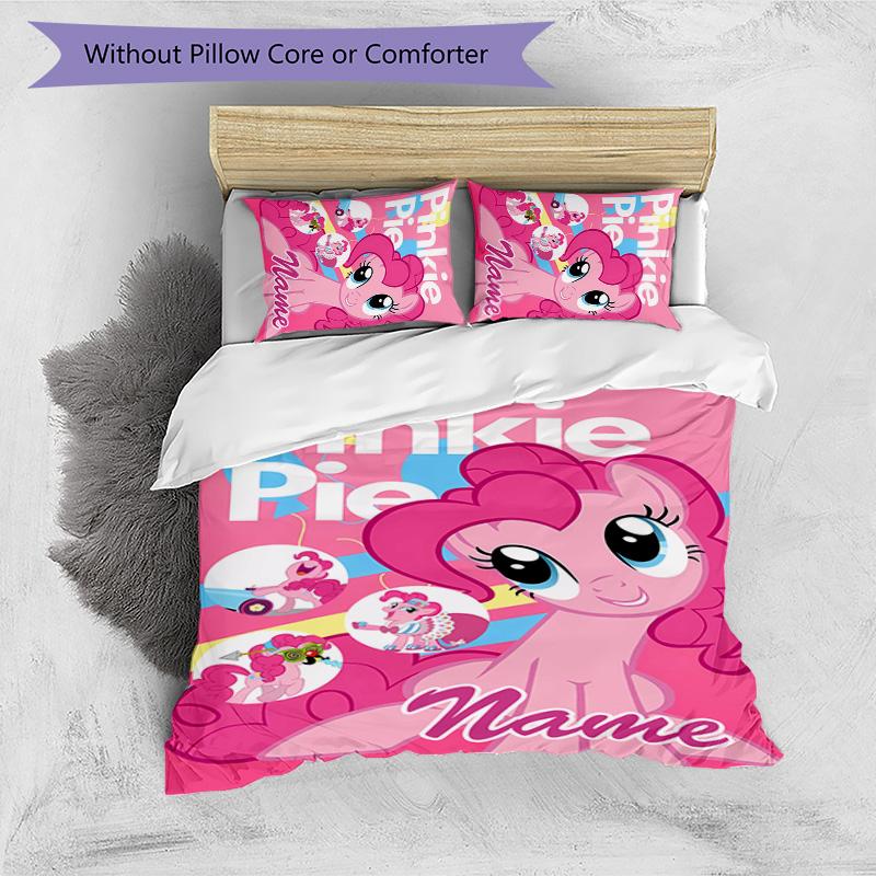 3pcs My Little Pony2 Cover Set - Personalized Name, HD Printed Bedding with 1 Cover and 2 Pillowcases - Perfect for Home Decor, Easy Care