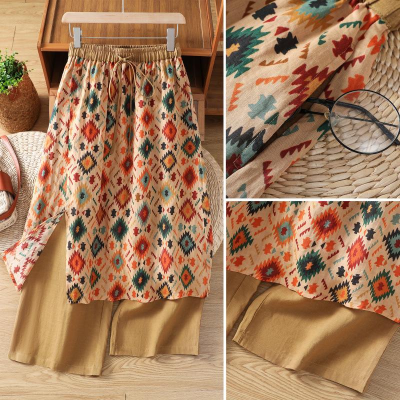 Floral Ethnic Style Casual Summer Women S Skirt Pants