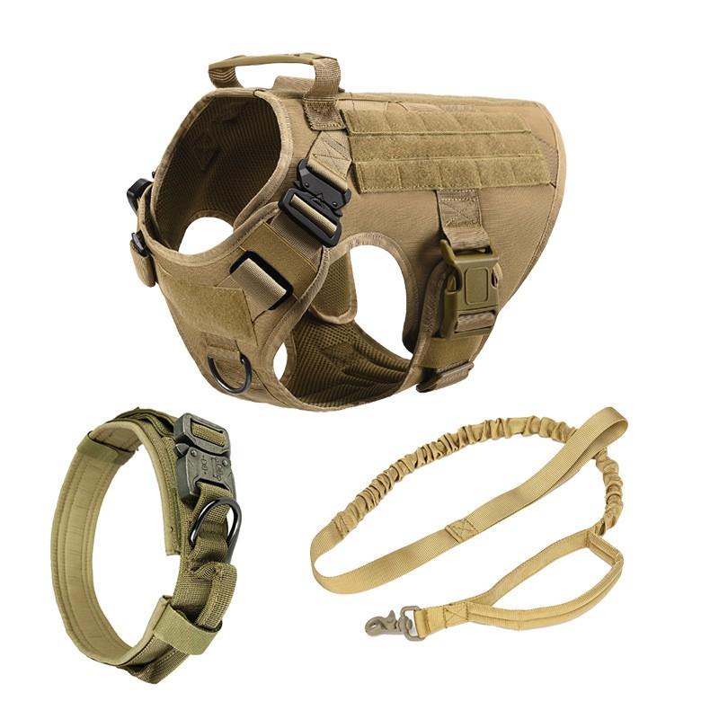 Tactical Dog Harness Vest With Leash Collar Set Training Outdoor Walking Medium To Large Breeds