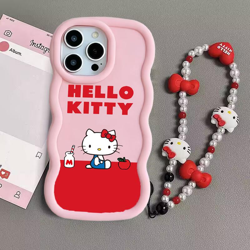 Мультяшный браслет Hello Kitty Чехол-цепочка Для OPPO A60 A6 A5 PRO A79 Reno 15F 14F 13F 12 11 10 Pro 12F 11F A36 A78 5G Волна Чехол